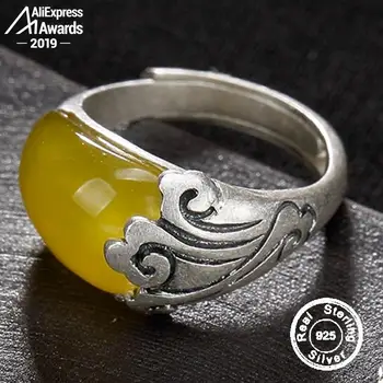 

NOT FAKE Israel S925 Fine Antique shop Ring Sterling Silver Women aristocrat noble Natural Artisan Baltic Natural Gemstone amber
