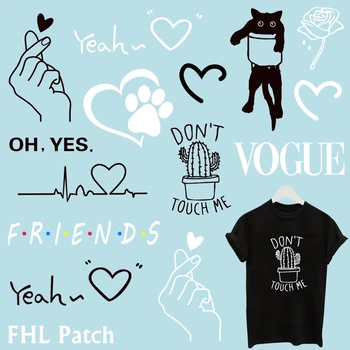 

Fashion Letter Patches For Clothes cute animal cat Thermal Stickers Washable DIY Iron On Sticker love heart Heat Transfer Thermo