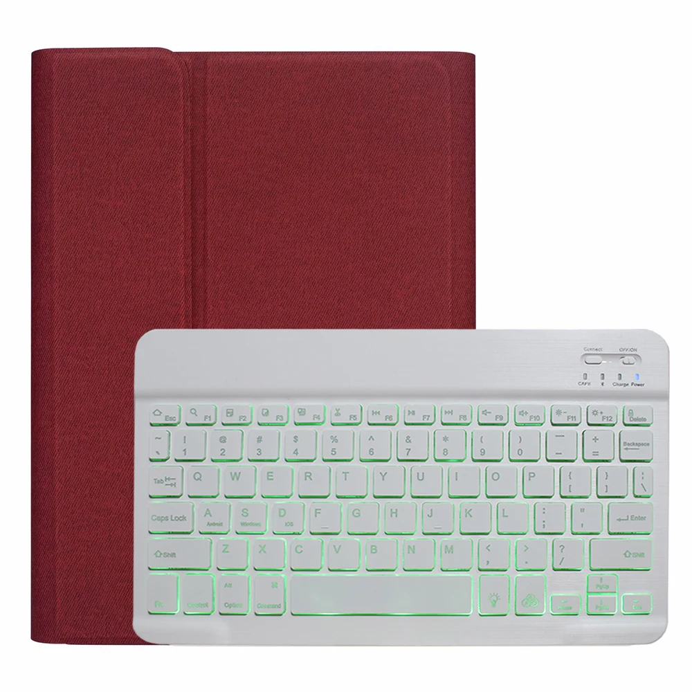 Red with White Yellow Backlit Keyboard Case for iPad 10 2 2019 7 7th 8th Generation with Pen Slot A2197