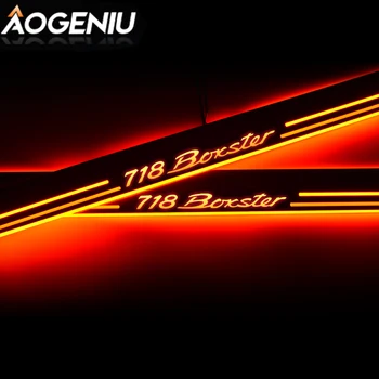 

LED Door Sill Acrylic Compatible For PORSCHE 718 BOXSTER 982 2017-2019 Pedal Scuff Plate Moving Light Car Sticker Accessories