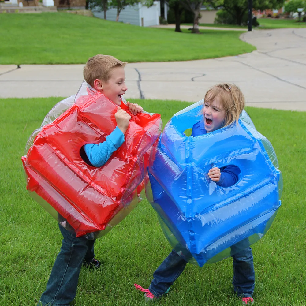 2pcs/set Bumper Ball Kids Team Inflatable Toys Outdoor Games Children Sensory Fun Sports Beech Lawn Party 1 Red+1 Blue