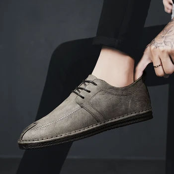 

on large leather hot mens Sneakers size Men causal zapatos comfortable leisure Mens vintage para Light sapatos men black shoe