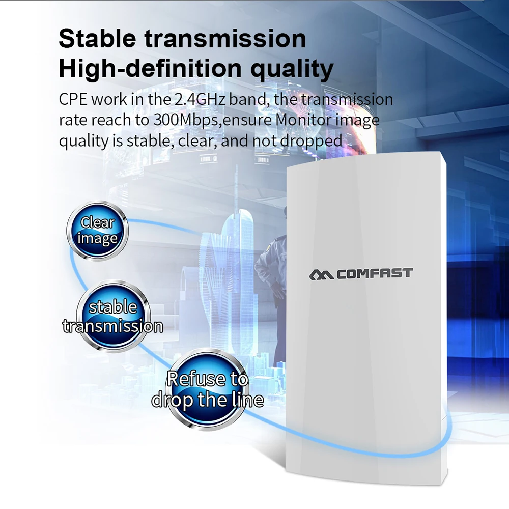 COMFAST 300 Мбит/с Открытый CPE 2,4 ГГц мониторинг CPE IP65 POE SSID беспроводной для безопасности и мониторинга