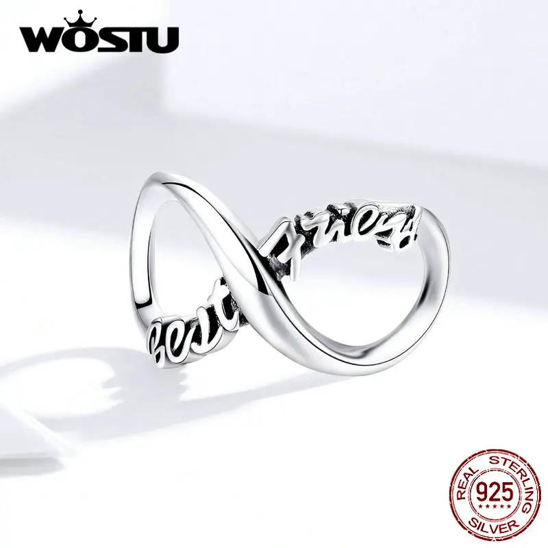WOSTU Бесконечность любовь бусины 925 пробы серебряные подвески для лучших друзей подходят браслет кулон Дружба Ювелирные изделия Подарки FIC1344