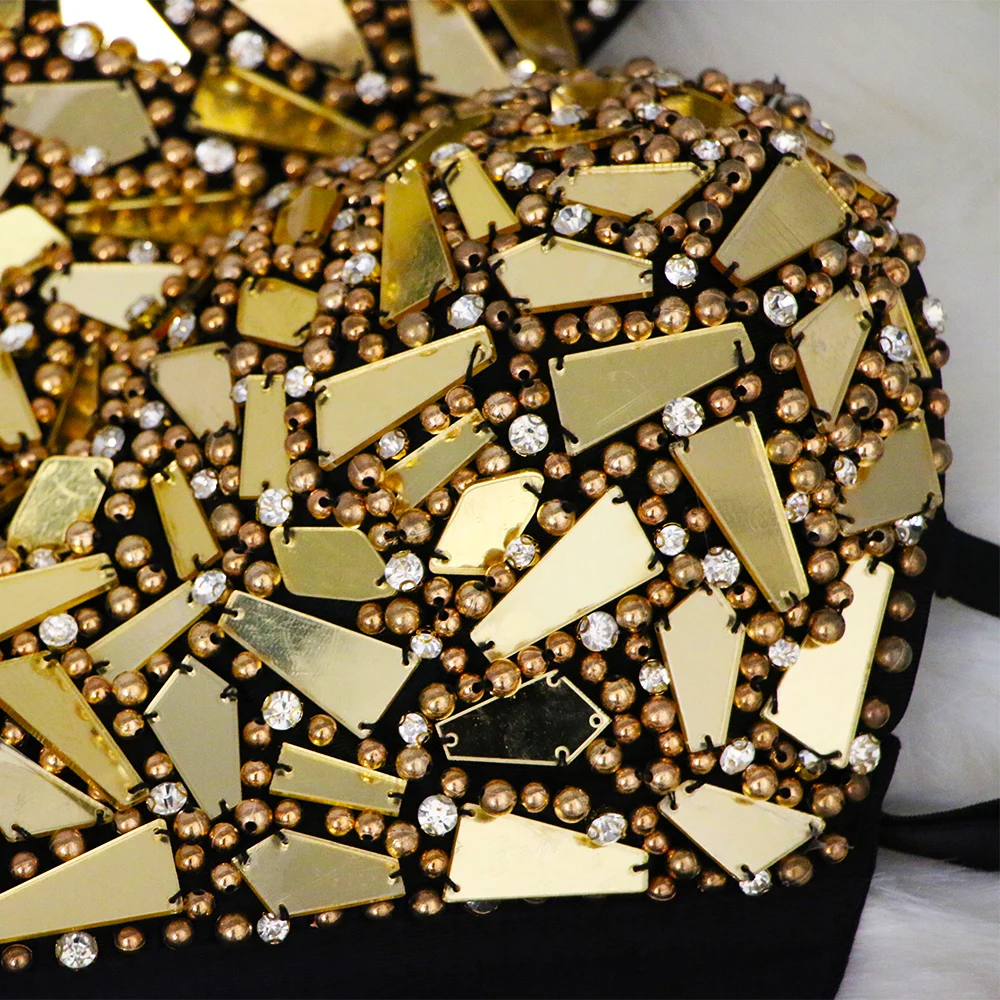 Женские укороченные топы с золотыми и серебряными блестками стразы жемчужный