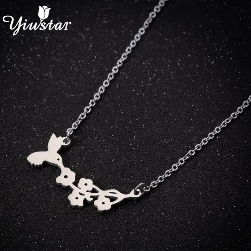 Yiustar Femme Панк ювелирные изделия чокеры птица ветка цветок кулон ожерелье для