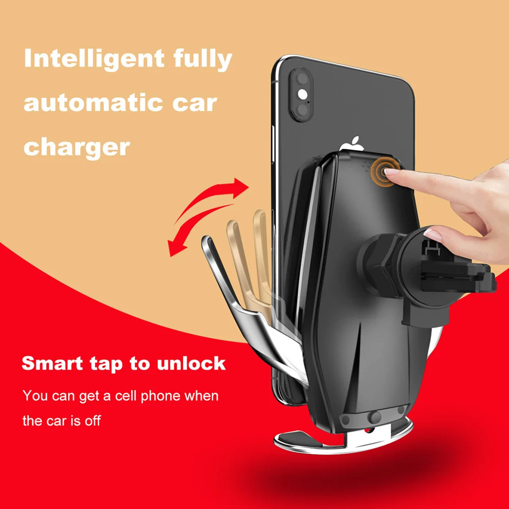 Qi Беспроводное Автомобильное зарядное устройство 15 Вт Держатель для быстрой зарядки автоматическое зажимное автомобильное крепление для телефона для iPhone 11 Pro XS MAX samsung S10
