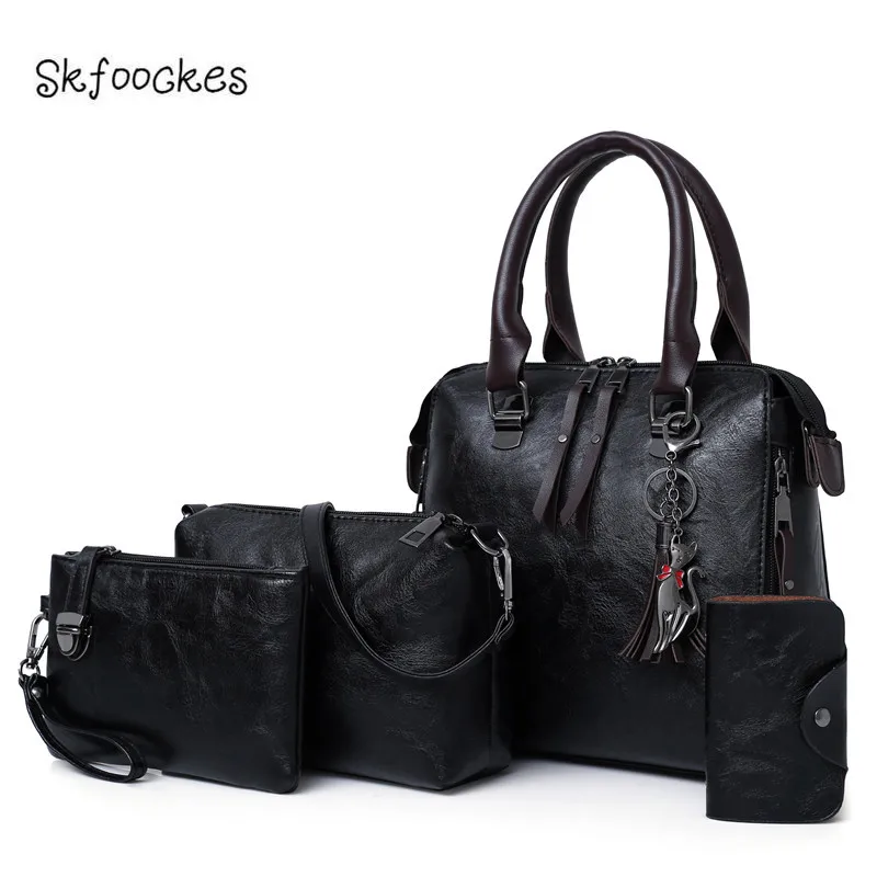 Новинка 2020 женская сумка skfoockes из 4 частей с кисточками через плечо для