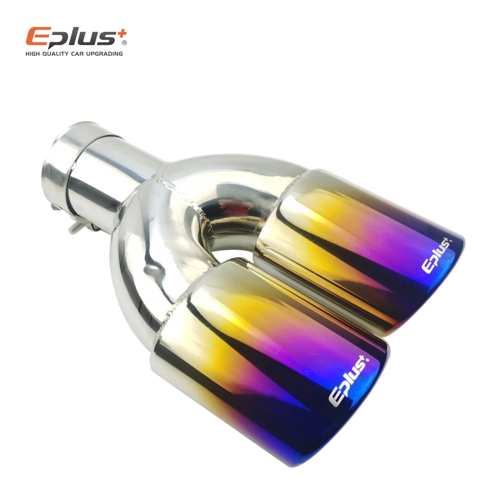 Eplus – silencieux d'échappement multi-tailles 51/63mm, double sortie, universel, en acier inoxydable, pour voiture