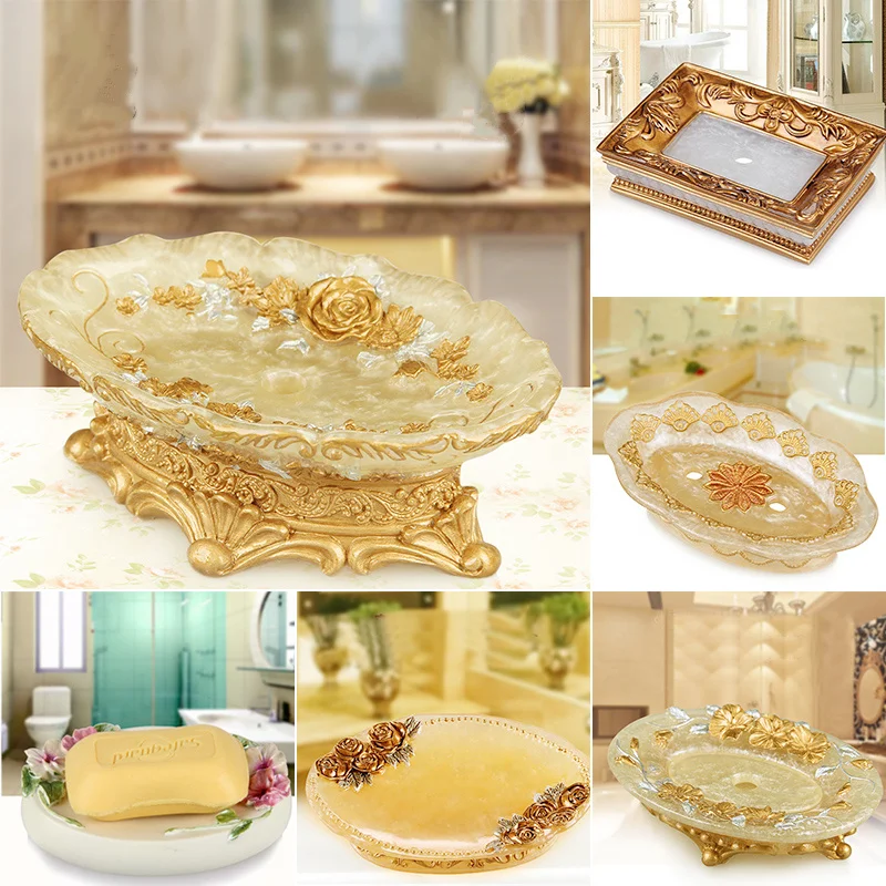 European style Drain Soap Dish Resin Three dimensional Relief Soap Box