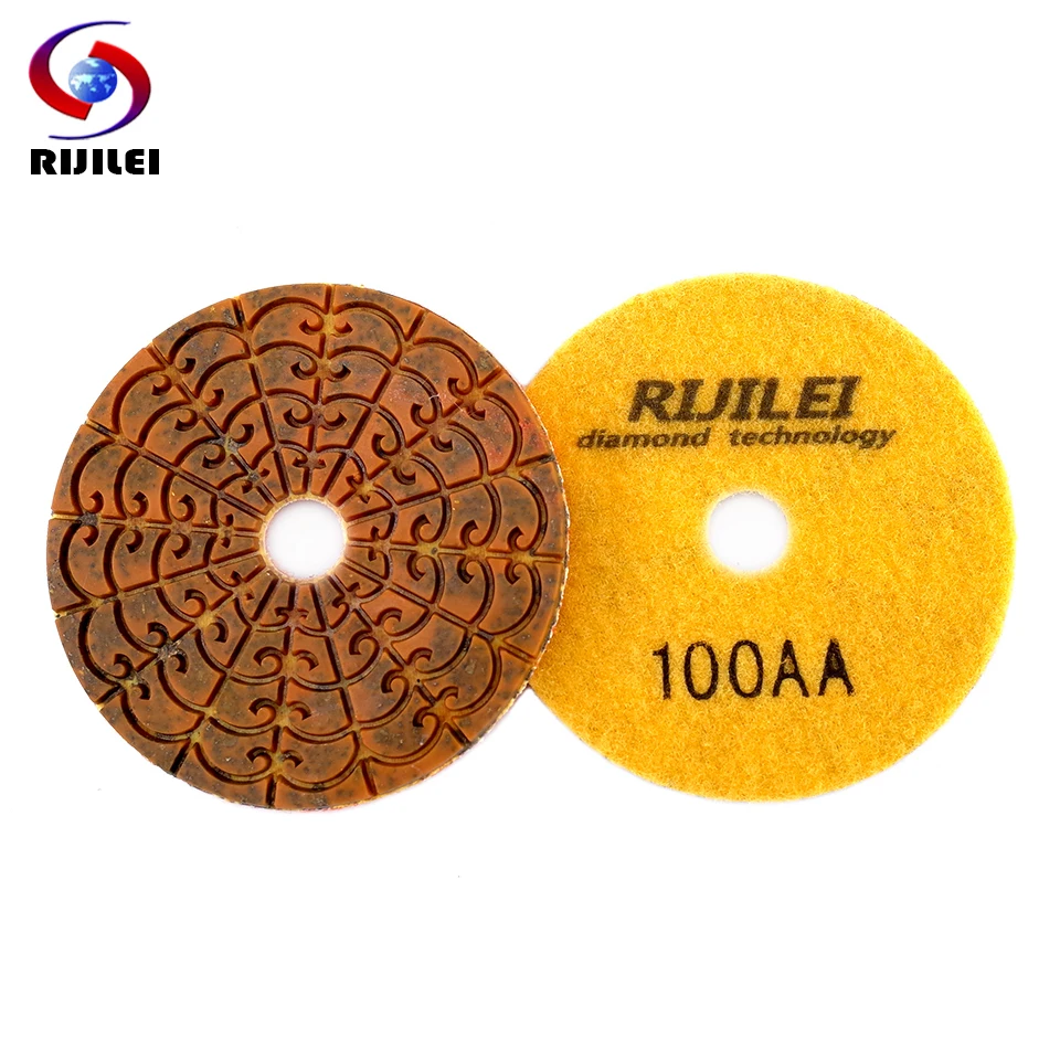 RIJILEI 4PCS 4inch Super Diamond polishing pads Copper metal bond wet polishing pad for granite marble stone Grinding Disc