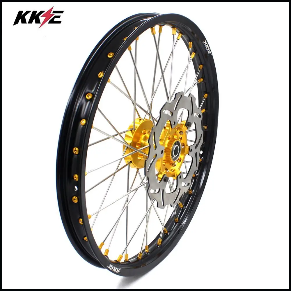 KKE 21/19 MX колеса Набор для SUZUKI RM125 RM250 1996-2000 внедорожные мотоциклетные диски Золотой ниппель задний диск 220 мм