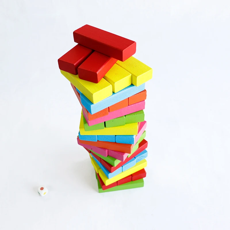 

48PCS Wooden Large Colorful Blocks Building Jenga Blocks Pulling Blocks Children Educational Toys children toys 0215