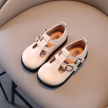 

Girls' Soft Soled Princess Flats 2022 Spring Autumn 1-6-year-old Baby Walking Shoes Retro Double Belt Performance Single Shoes