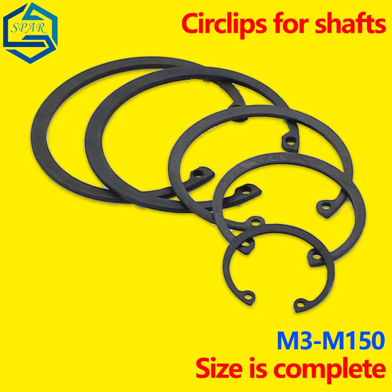 NINDEJIN 10-100pcs Black E-Clip Carbon Steel Snap Ring