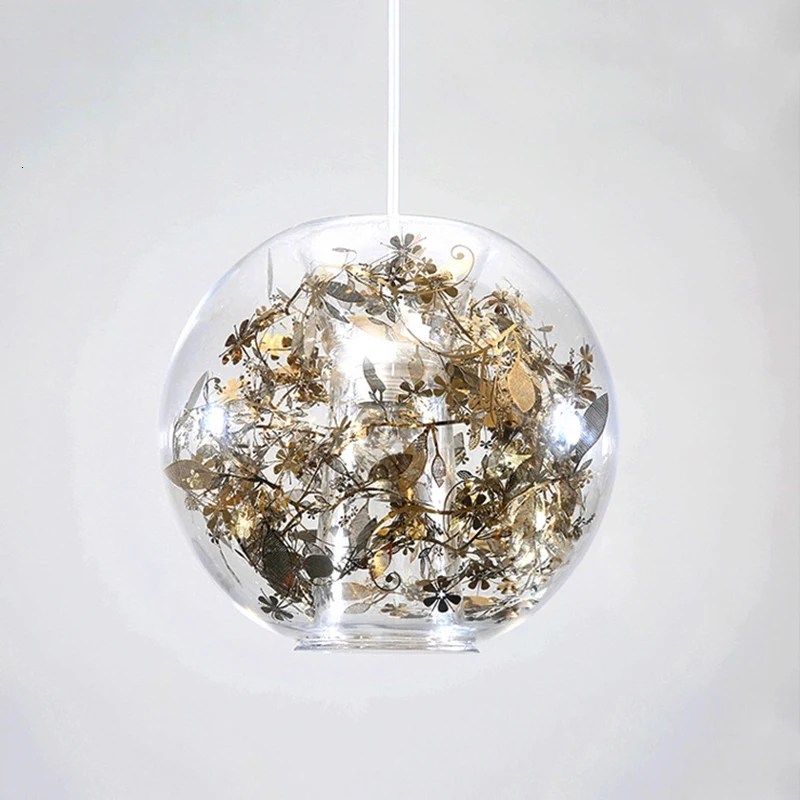 Скандинавский стеклянный шар подвесной светильник в виде цветка светодиодный E27 с 4 цветами Лофт современный подвесной светильник для гостиной спальни кухни ресторана