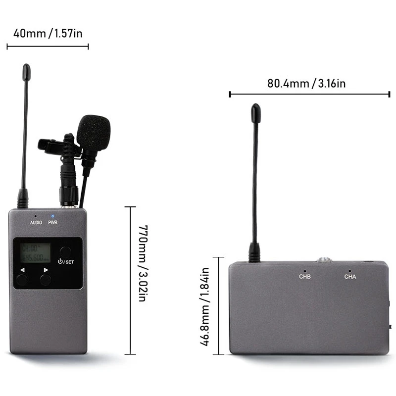 KW-M01F 50-Channel UHF Professional Chargable Dual Wireless Lavalier Microphone System for Canon 5DII/5DIII,6D,Camcorder& Smart