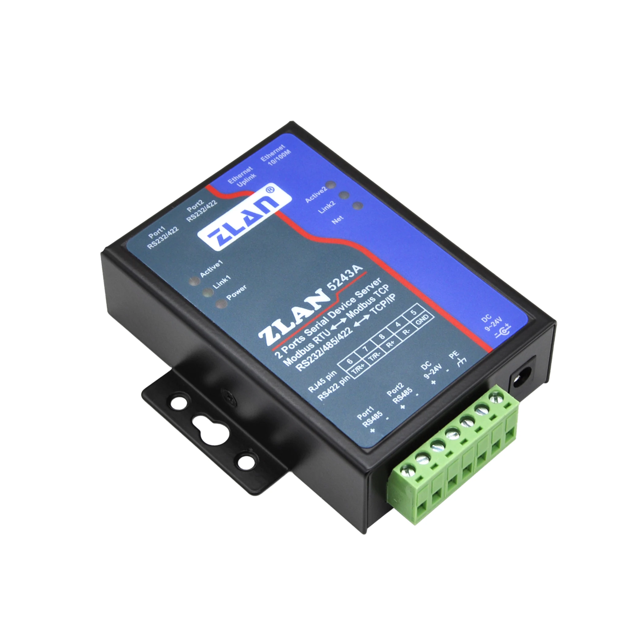 ZLAN5243A 2 ports JSON MQTT Gateway serial port RS232 RS485 422 to