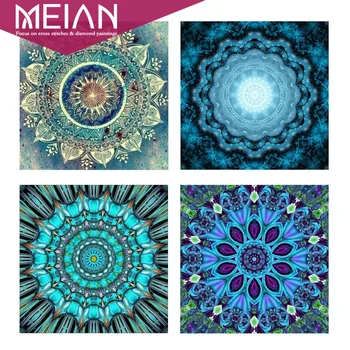

2020 Meian flower diamond embroidery 5d painting Mandala cross stitch kits flower Full Drill Rhinestone modern home decoration