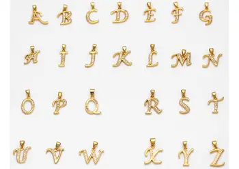 

Fansheng Small Letters Gold Charms Necklace Pendant Cubic Zirconia Letter A-Z Jewelry Without Chain for Women/Man /Baby