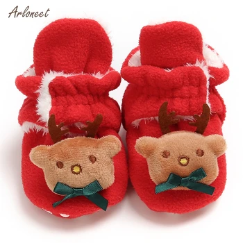 

ARLONEET Christmas Warm First Walkers Shoes Newborn Baby Girl Boy 2019 Winter Hook&loop Soft Shoes Infant Kids Warm Cotton