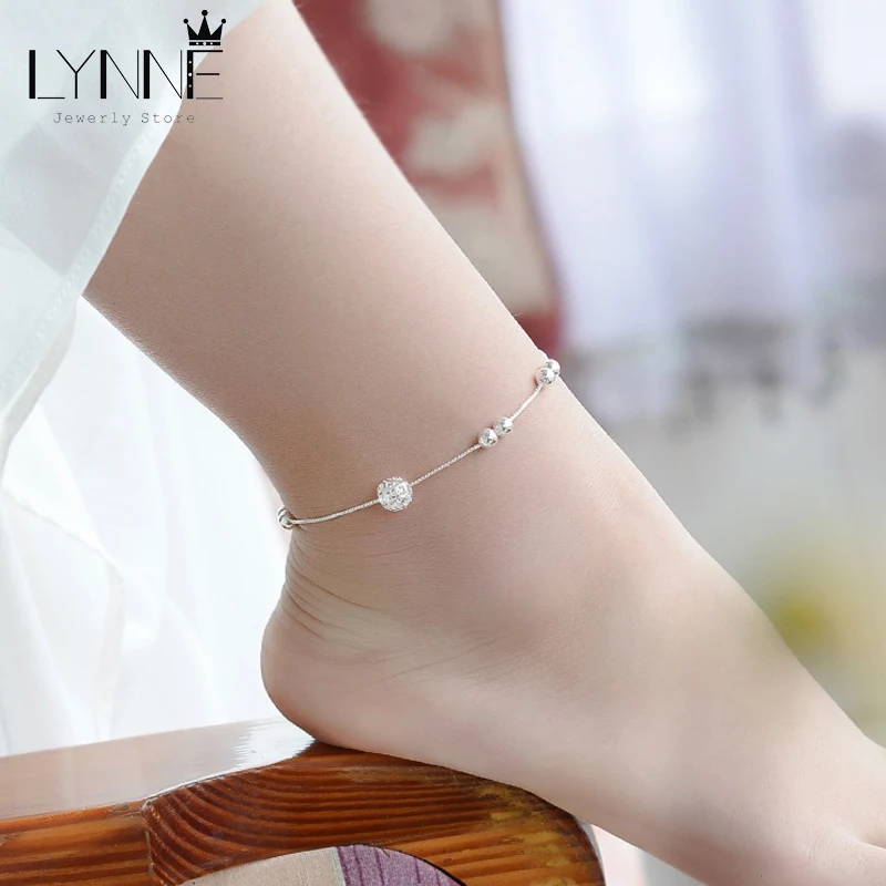 Anklet bracelets silver anklets ankle chain 925 Sterling Silver Anklet Chain Hollow Ball Pendant Anklets Bracelet Chain For Women Wedding Jewelry