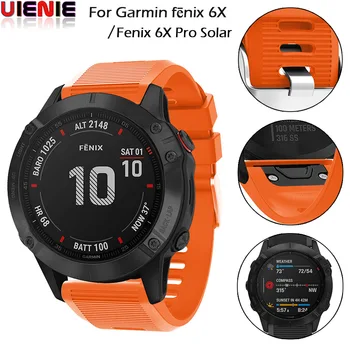 

26mm Quick Release Watchband Strap for Garmin Fenix 6X/6X Pro solar/5X/5X Plus GPS Sport Silicone Band Quick Fit Wrist Bracelet
