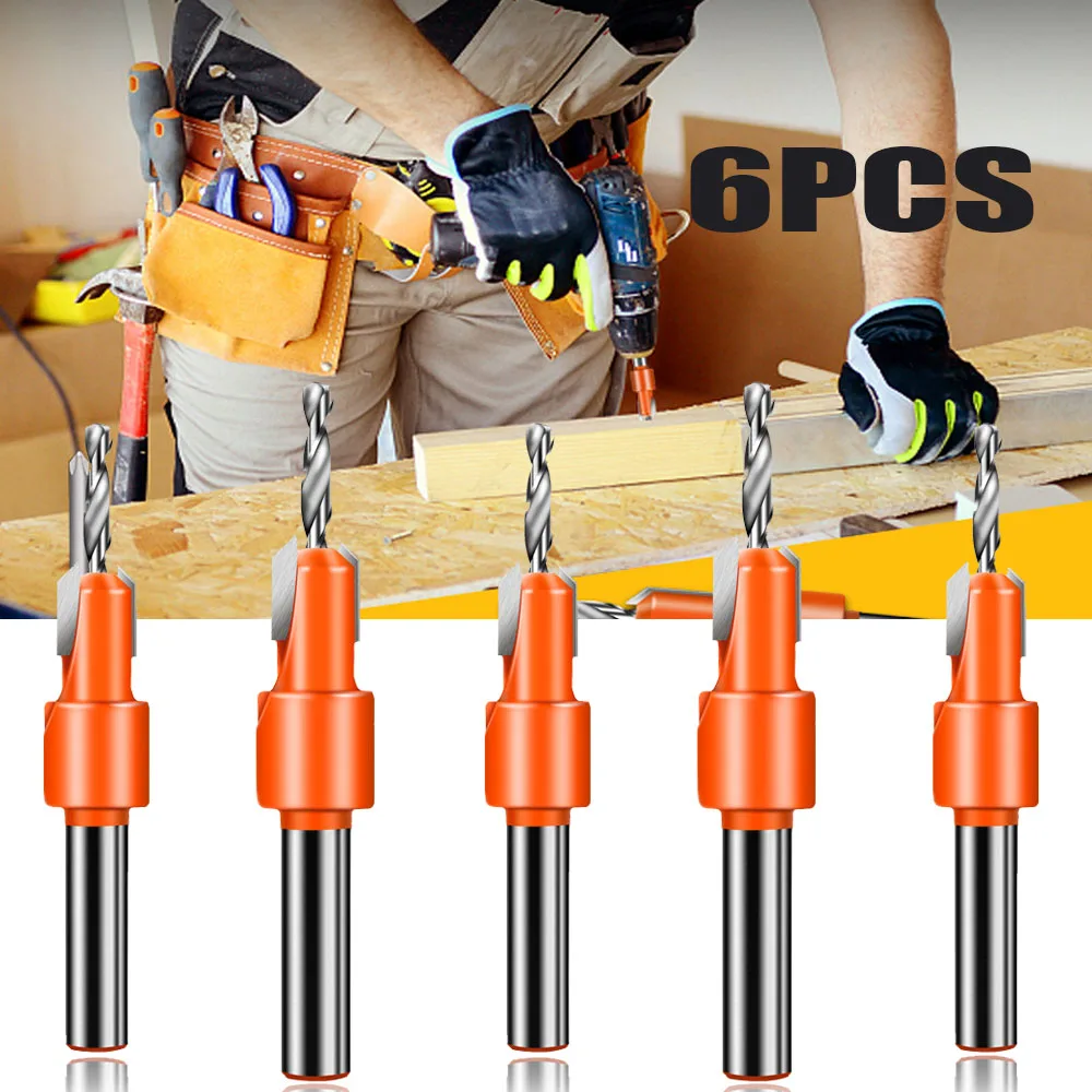 

6pcs Countersink Drill Woodworking Drill Bit Set Drilling Pilot Holes
