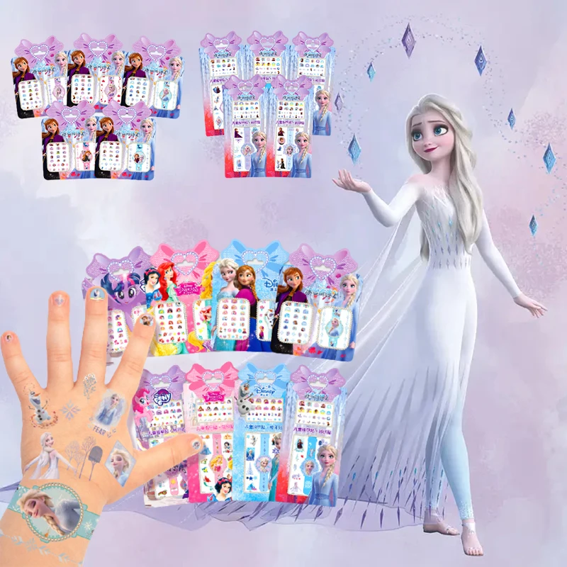 

5 Pcs/Set Disney Frozen 2 Elsa Anna Girls Nail Stickers Snow White Princess Sofia Makeup Toys Waterproof Tattoo Art Stickers