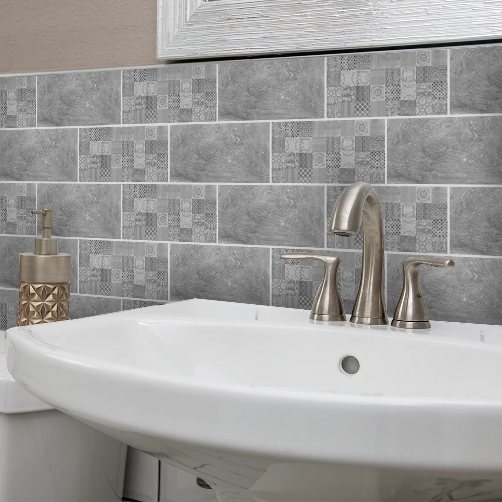 Серый цемент кирпичная стена наклейки Ретро маслостойкие водонепроницаемые плитки обои для кухни Ванная комната наземная стена украшение дома