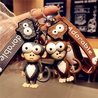 Epoxy Playful Monkey Keychain Elephant Cute Trinket Women Men Couple Pendant Bag Car Key Ring Jewelry Lanyard Accessory Gift Toy 1