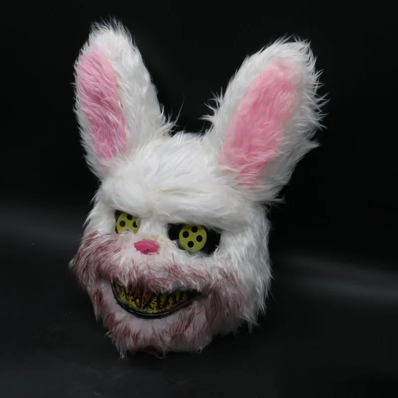 B Bloody Plush Rabbit Mask Halloween Party Cosplay Mask Rabbit Bear Scary Mask For Kids Adult