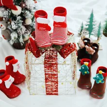 19 новая стильная Рождественская обувь; сезон осень-зима; рождественские детские тапочки с рисунком; нескользящие носки-тапочки для малышей