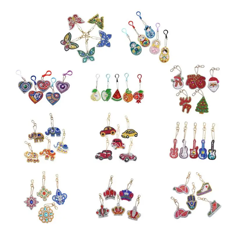 

5D DIY Diamond Painting Rhinestone Keychain Keyring Kit Handmade Pendant Key Chain Embroidery Cross Stitch Painting Accessories