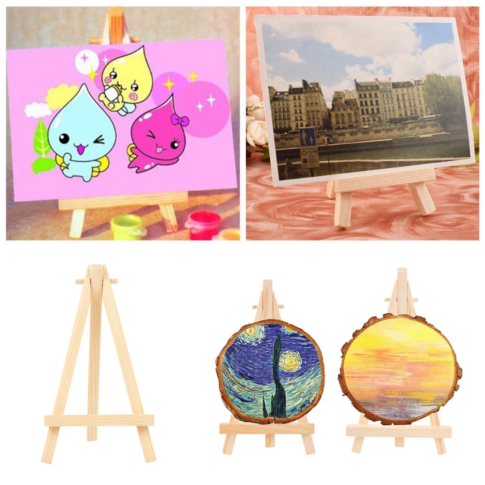 

10PCS Kids Mini Wooden Easel Art Painting Card Stand Display Holder Drawing for Triange Easel Artist Supplies Decor