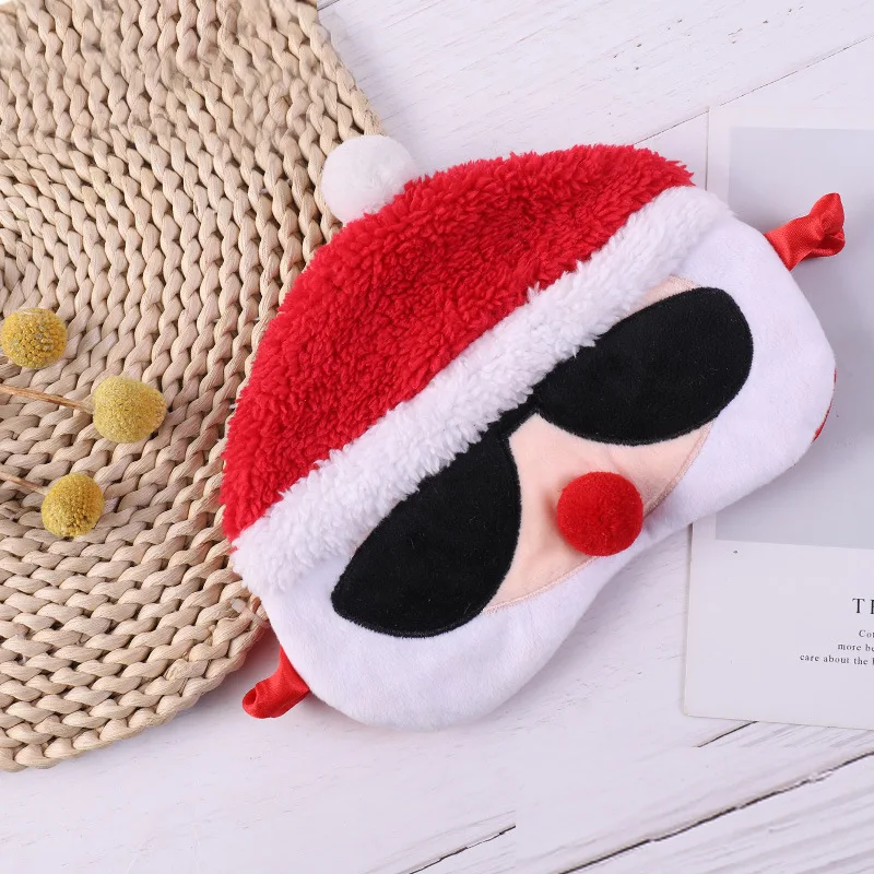 Рождественский Санта Клаус, милые животные глаз, плюшевая ткань, маска для сна, повязка на глаза, зимний мультяшный ворс, тени для глаз, рождественский подарок