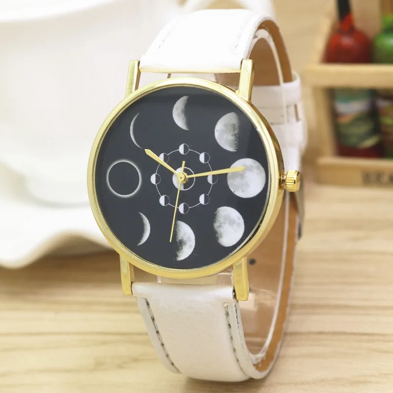 Часы-браслет Moon Phase для женщин, аналоговые кварцевые наручные часы Lunar Eclipse, креативные часы, женские часы