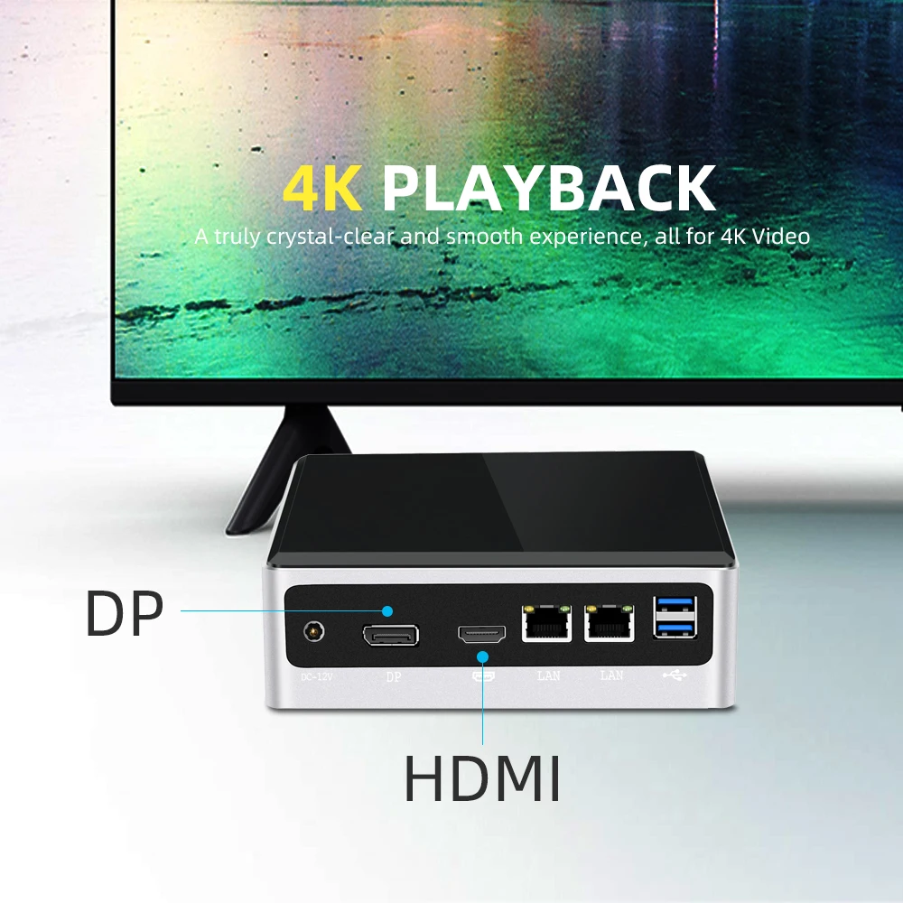 Mini PC Intel Core i7 10510U 2*DDR4 M.2 SSD NVMe Windows 10 Dual-Band WiFi Bluetooth 4.0 HDMI DP 4K 60Hz USB Type-C 2*Ethernet-4