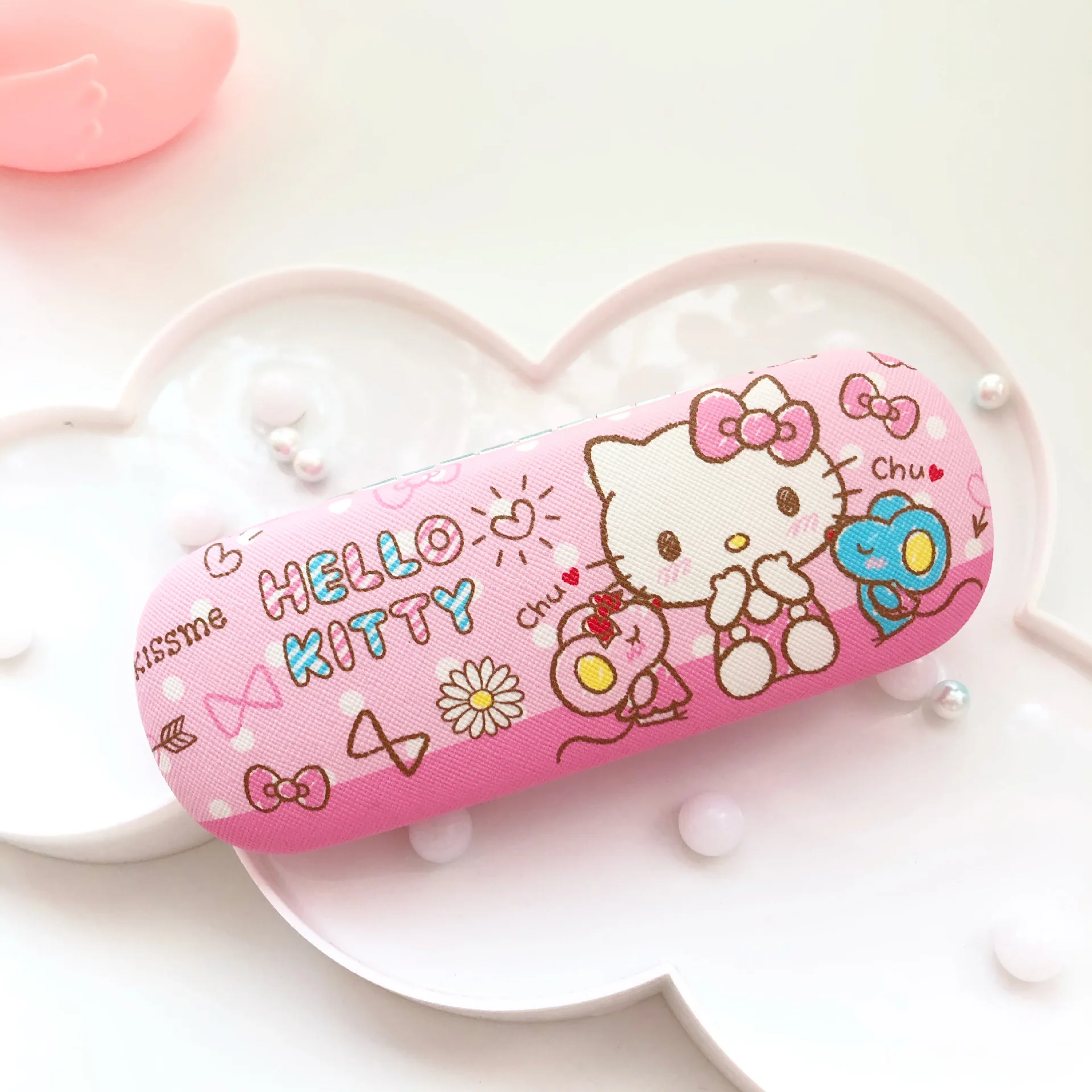 HotPink Милый Чехол для очков hello kitty XW-8898 - Цвет: HotPink