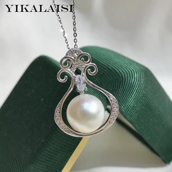 

YIKALAISI 925 Sterling Silver Necklaces Jewelry For Women 11-12mm Big Oblate Natural Freshwater Pearl Pendants New Wholesales