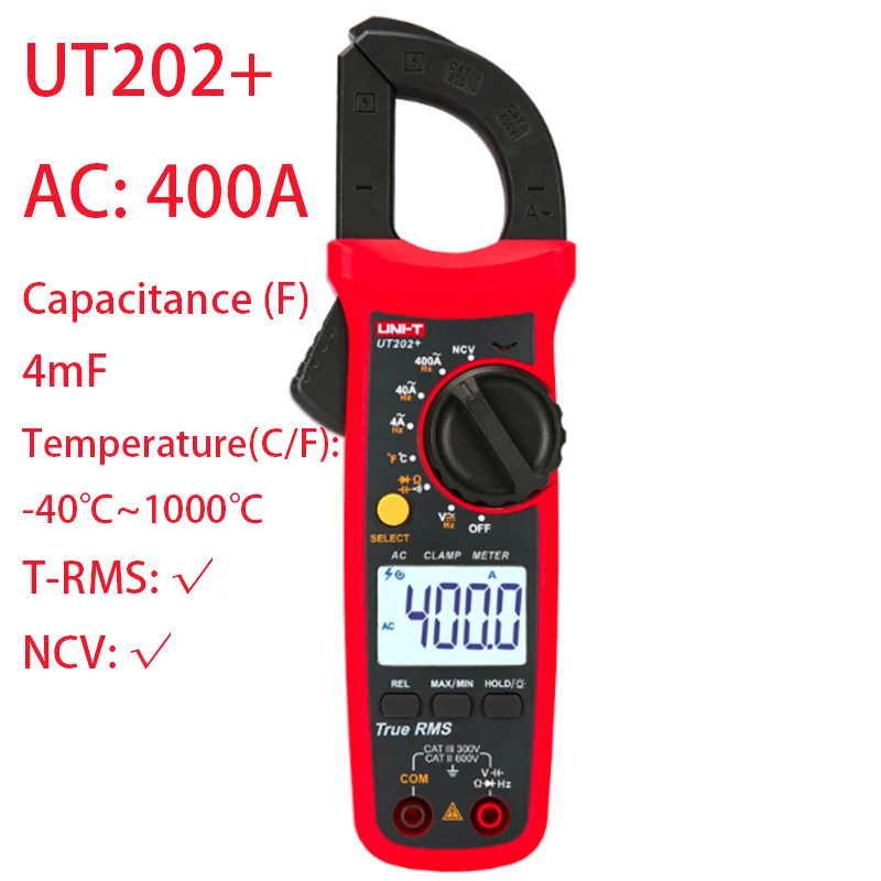 UNI-T UT201+/UT202+/UT202A+/UT203+/UT204+ цифровой клещи для переменного/постоянного тока измерения напряжения
