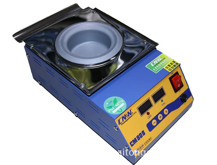 CM-808 Round high temperature lead free soldering pot titanium solder furnace tin melting digital display 220V 110V 0-600C 400W