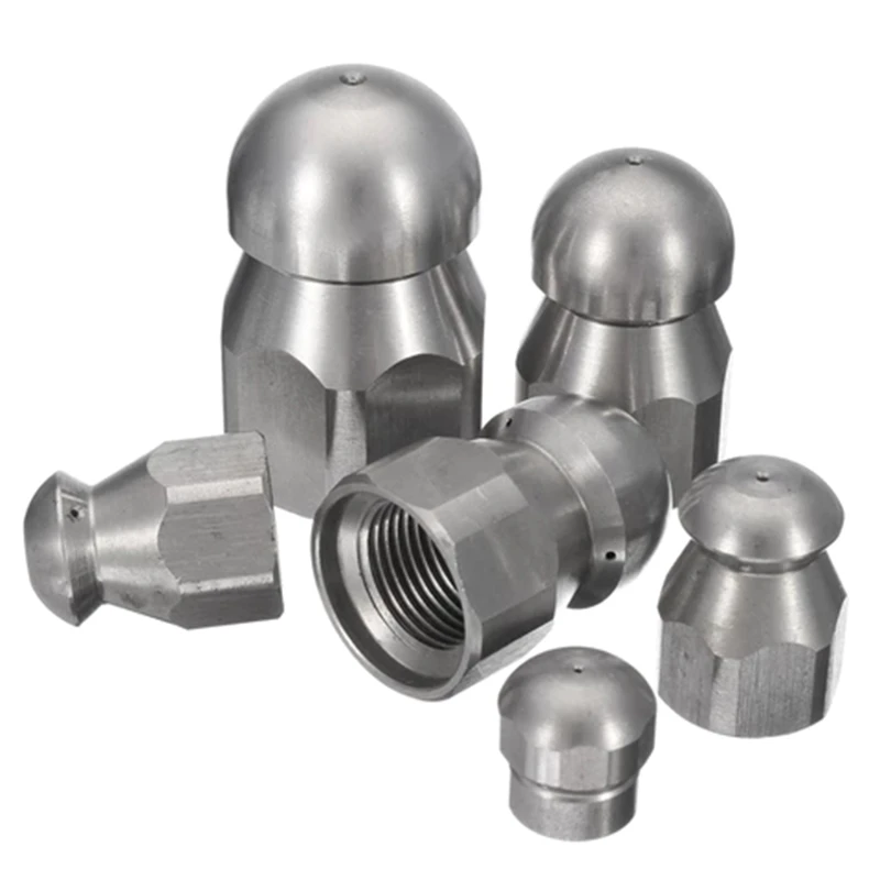 Rotating Sewer Jetter Nozzle Stainless Steel Pressure Sewer Hose Fittings Cleaning Pipe Drain Washing Rotary Nozzle