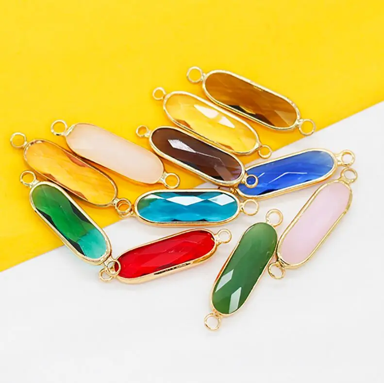 Овальные Хрустальные Граненые Стеклянные Подвески в рамке 12 шт. 7 х21 мм Ожерелье