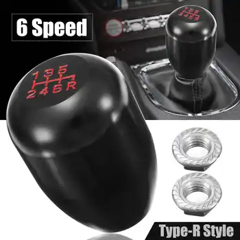 

6-Speed Bright Black Aluminum Gear Shift Shifter Knob Universal M8/M10 for HONDA Type-R Style Red lettering Shift Knob