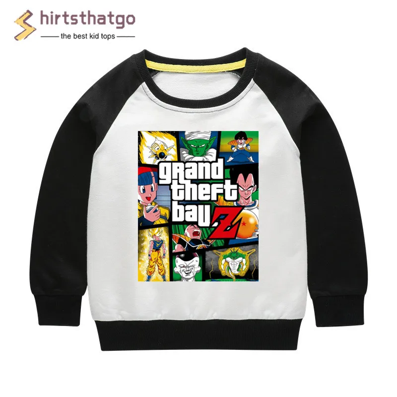 Забавные толстовки для мальчиков и девочек с надписью «Grand Theft», «Dragon Ball Z», «GTA» детская осенне-зимняя одежда для малышей детский пуловер Топы черного цвета, подарок в пятницу