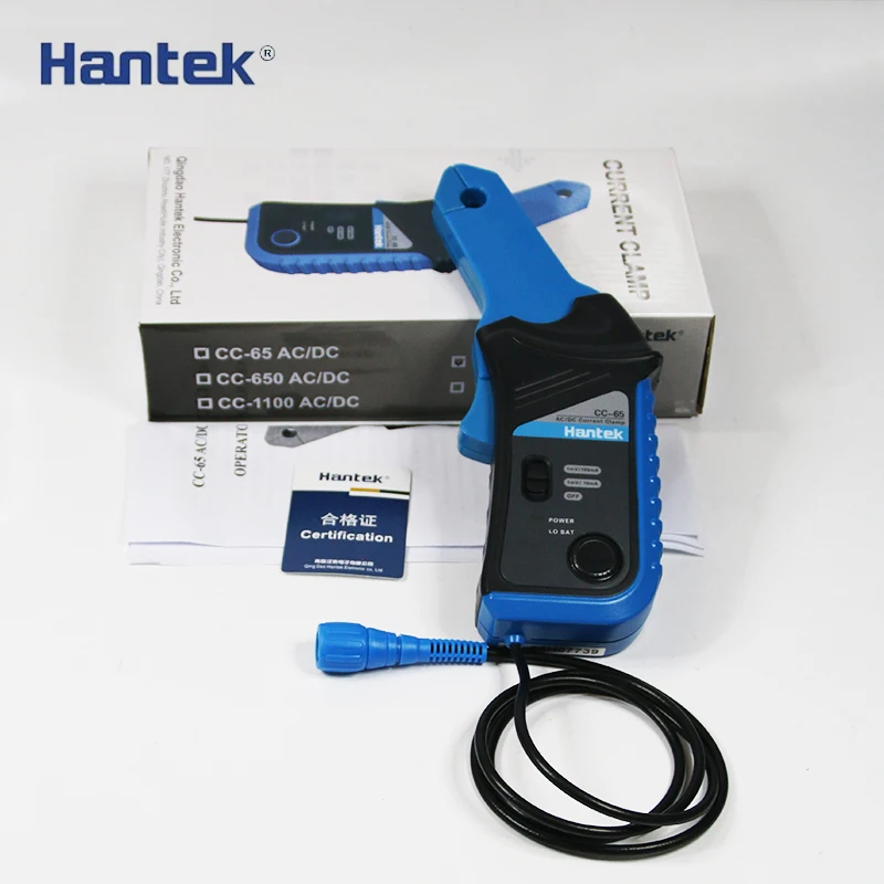 Online Hantek CC 65 pinza de Corriente CA CC para multímetro Digital osciloscopio 20KHz ancho de banda 1mV 10mA 65A con conector BNC CC65
