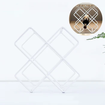 

Kitchen Countertop Geometrical Cabinet 5 Bottles Party Wedding Decor Pantry Wine Rack Steel Bar Storage Shelf Home Space Saving