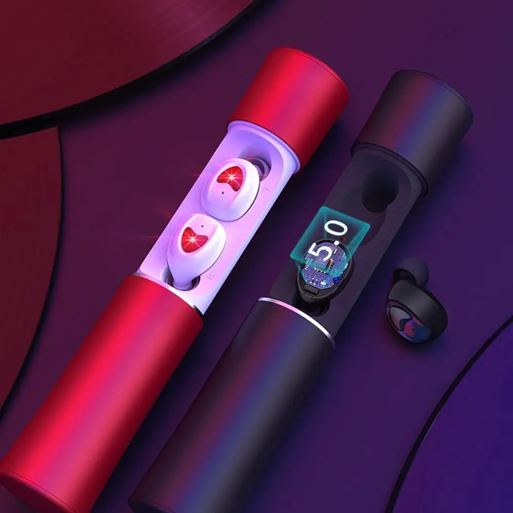 Наушники-вкладыши TWS Мини Bluetooth V5.0 Беспроводной гарнитура hi-fi звук Шум снижение Спорт Bluetooth Беспроводной наушники с зарядный чехол