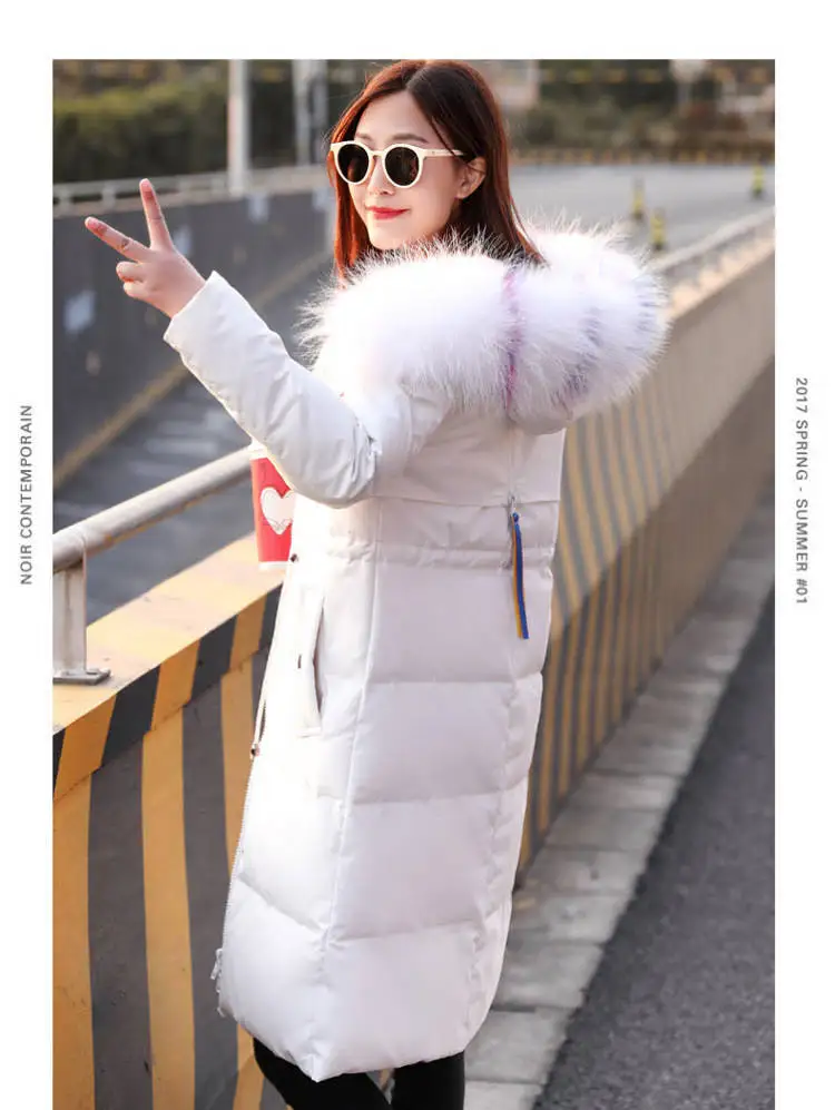 Fashionable High Quality hooded down coat ladies Parker Jacket Large Collar Trim Winter Top Warm Fur Lined Coats